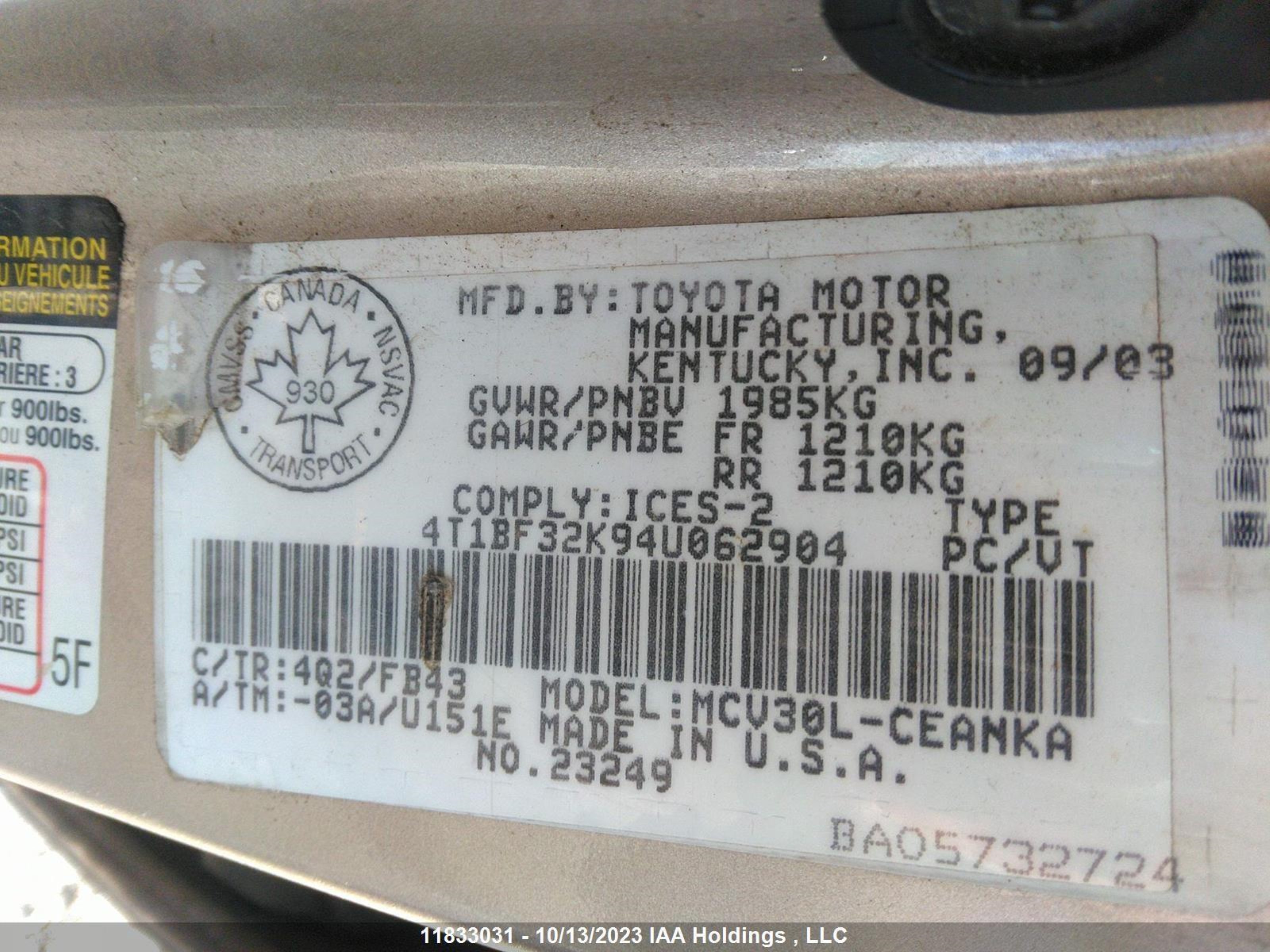 Photo 8 VIN: 4T1BF32K94U062904 - TOYOTA CAMRY 