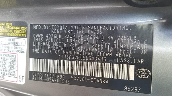 Photo 1 VIN: 4T1BF32K95U613415 - TOYOTA CAMRY 