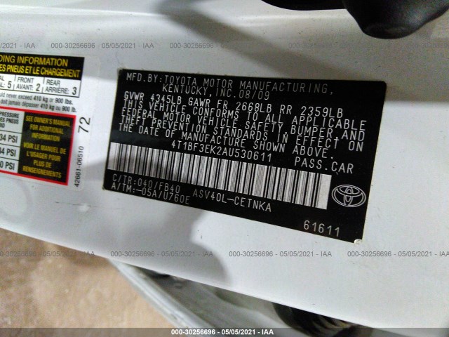 Photo 8 VIN: 4T1BF33K2AU530611 - TOYOTA CAMRY 