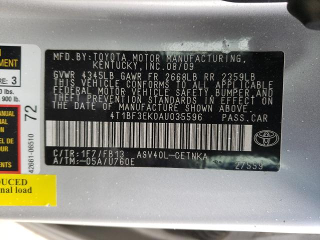 Photo 9 VIN: 4T1BF3EK0AU035596 - TOYOTA CAMRY BASE 