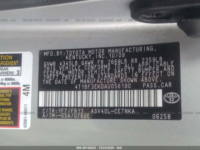 Photo 8 VIN: 4T1BF3EK0AU056190 - TOYOTA CAMRY 