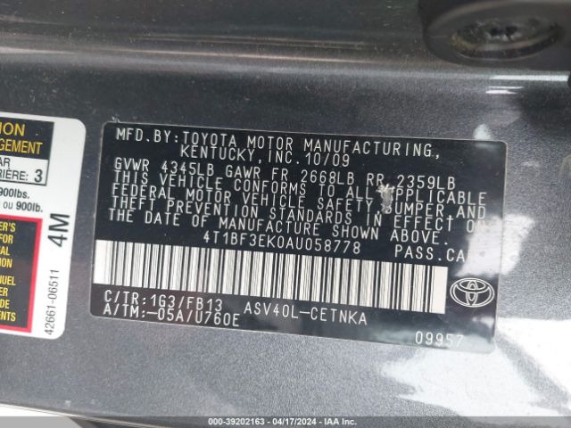 Photo 8 VIN: 4T1BF3EK0AU058778 - TOYOTA CAMRY 