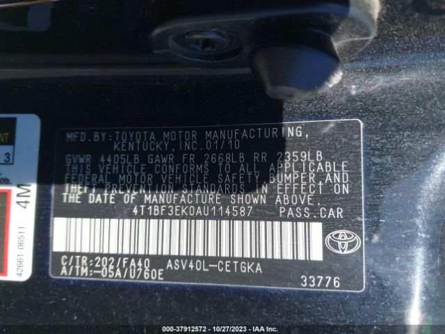 Photo 8 VIN: 4T1BF3EK0AU114587 - TOYOTA CAMRY 