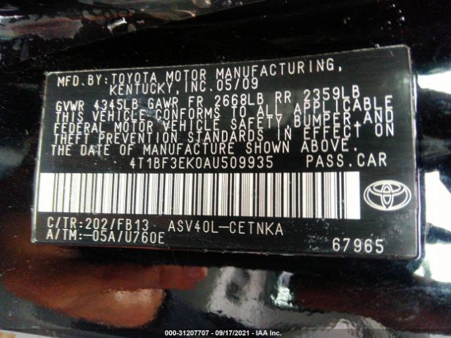 Photo 8 VIN: 4T1BF3EK0AU509935 - TOYOTA CAMRY 