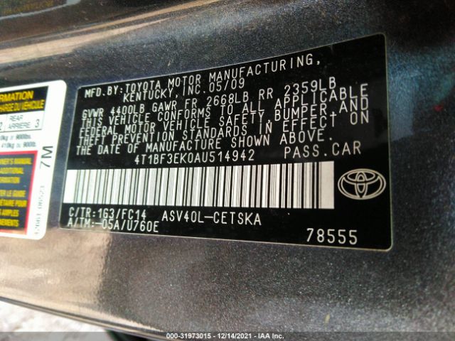 Photo 8 VIN: 4T1BF3EK0AU514942 - TOYOTA CAMRY 