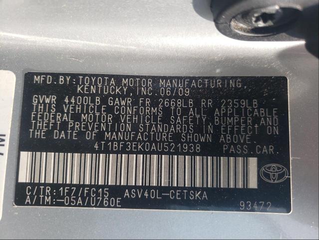 Photo 9 VIN: 4T1BF3EK0AU521938 - TOYOTA CAMRY BASE 