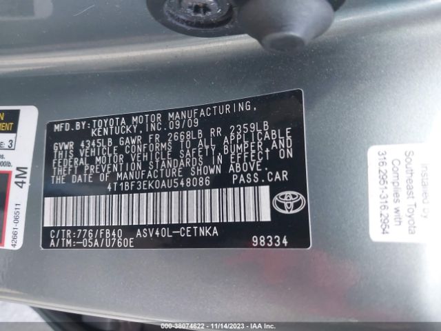 Photo 8 VIN: 4T1BF3EK0AU548086 - TOYOTA CAMRY 