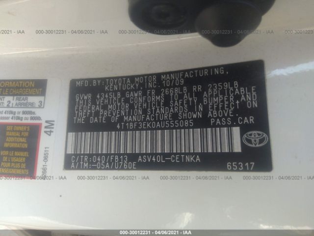 Photo 8 VIN: 4T1BF3EK0AU555085 - TOYOTA CAMRY 