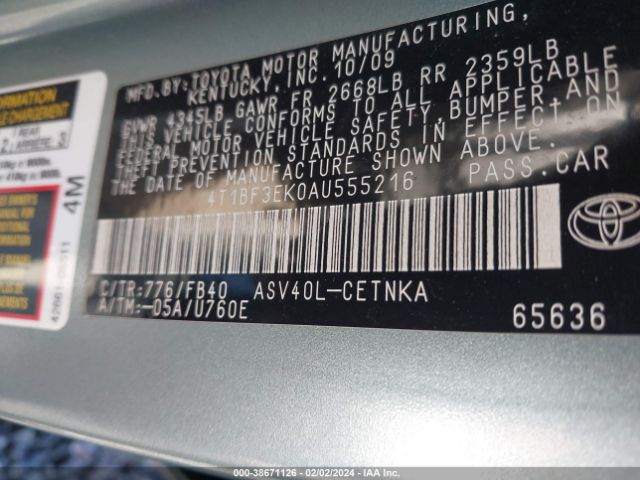 Photo 8 VIN: 4T1BF3EK0AU555216 - TOYOTA CAMRY 