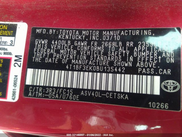 Photo 8 VIN: 4T1BF3EK0BU135442 - TOYOTA CAMRY 