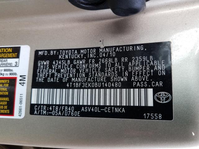 Photo 9 VIN: 4T1BF3EK0BU140480 - TOYOTA CAMRY BASE 