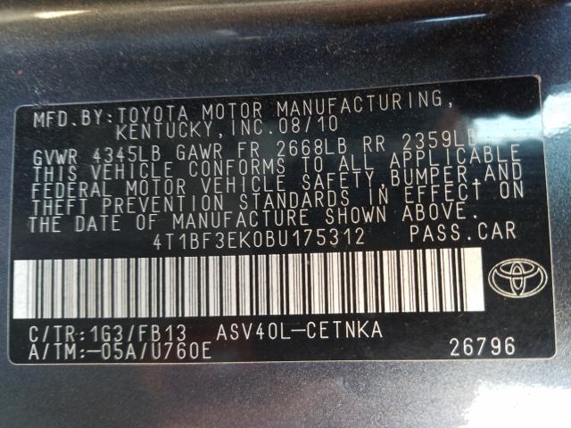 Photo 9 VIN: 4T1BF3EK0BU175312 - TOYOTA CAMRY BASE 