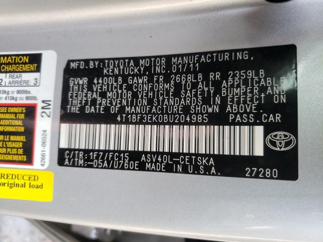 Photo 9 VIN: 4T1BF3EK0BU204985 - TOYOTA CAMRY 