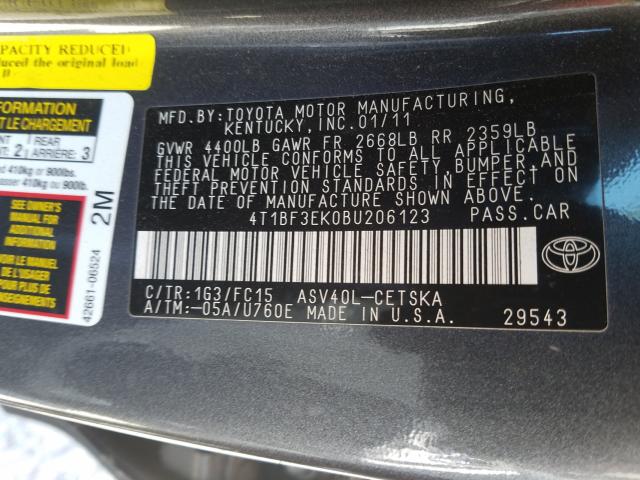 Photo 9 VIN: 4T1BF3EK0BU206123 - TOYOTA CAMRY BASE 