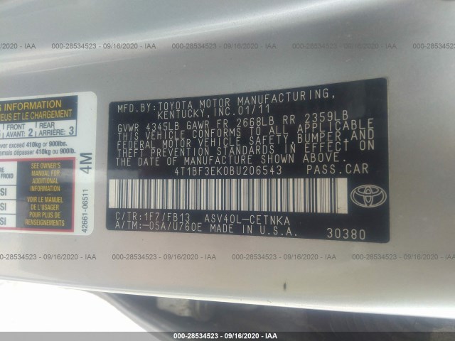 Photo 8 VIN: 4T1BF3EK0BU206543 - TOYOTA CAMRY 