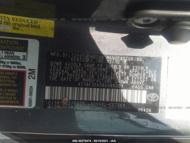 Photo 8 VIN: 4T1BF3EK0BU586001 - TOYOTA CAMRY 