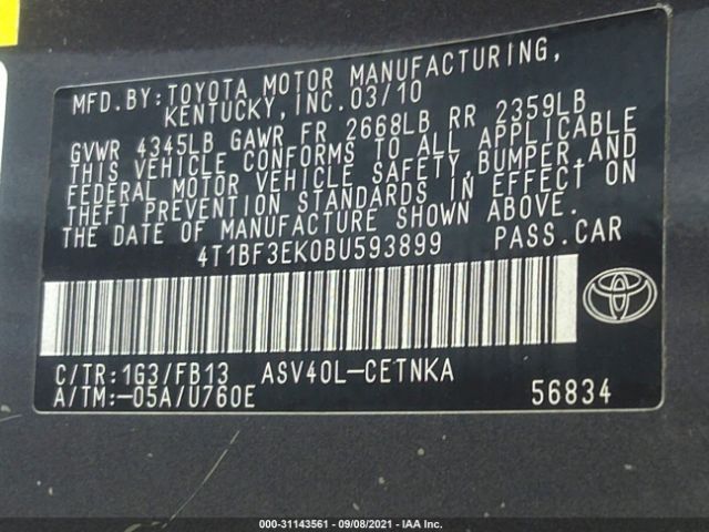 Photo 8 VIN: 4T1BF3EK0BU593899 - TOYOTA CAMRY 