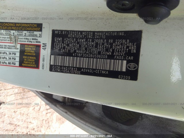 Photo 8 VIN: 4T1BF3EK0BU596009 - TOYOTA CAMRY 