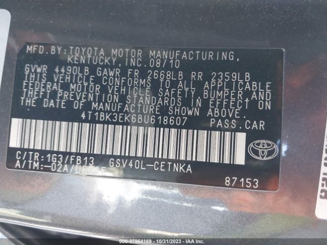 Photo 8 VIN: 4T1BF3EK0BU618607 - TOYOTA CAMRY 