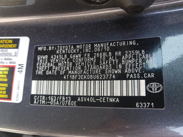 Photo 9 VIN: 4T1BF3EK0BU623774 - TOYOTA CAMRY BASE 