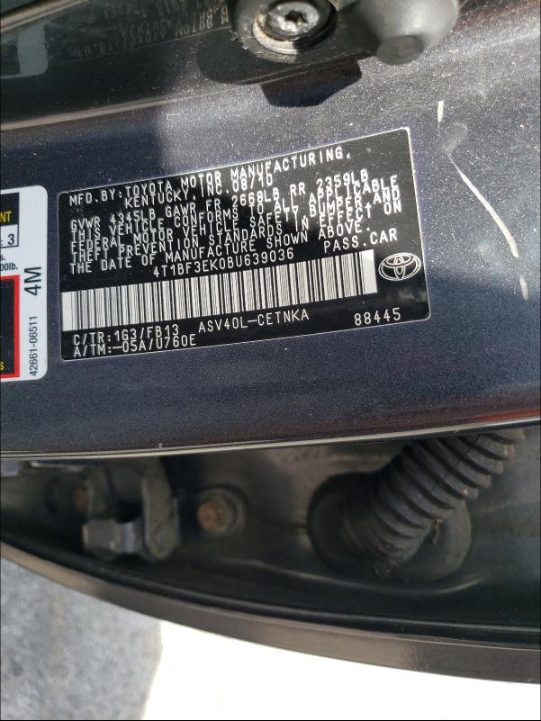 Photo 9 VIN: 4T1BF3EK0BU639036 - TOYOTA CAMRY 