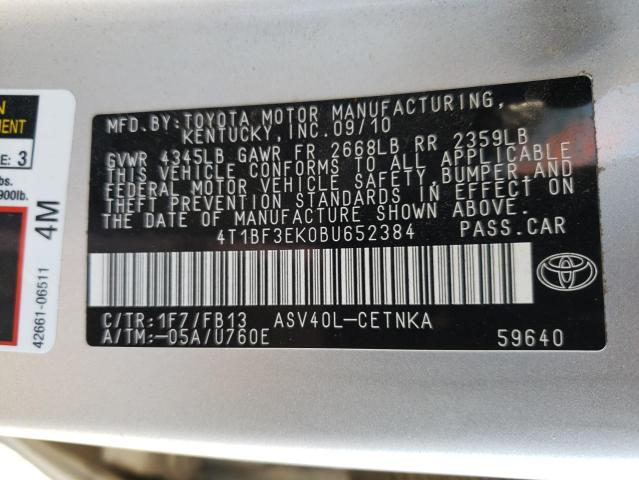 Photo 11 VIN: 4T1BF3EK0BU652384 - TOYOTA CAMRY BASE 