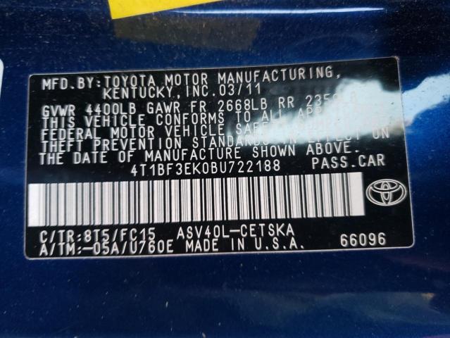 Photo 12 VIN: 4T1BF3EK0BU722188 - TOYOTA CAMRY 