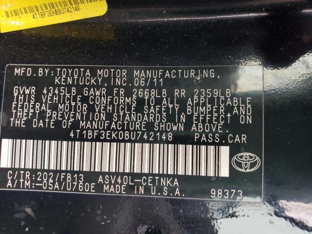 Photo 9 VIN: 4T1BF3EK0BU742148 - TOYOTA CAMRY BASE 