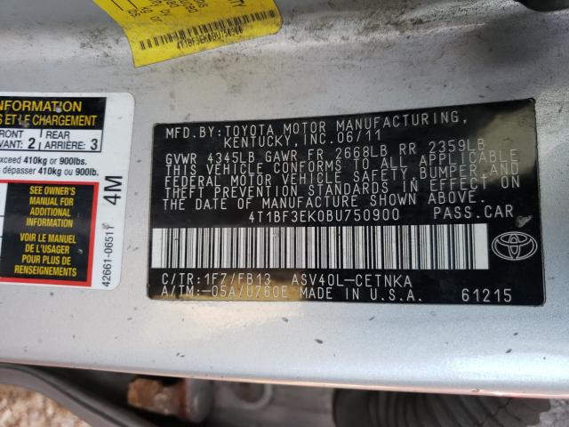 Photo 9 VIN: 4T1BF3EK0BU750900 - TOYOTA CAMRY BASE 