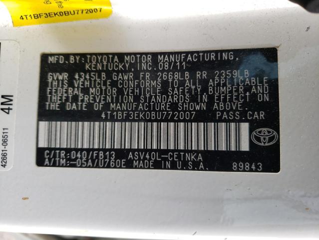 Photo 11 VIN: 4T1BF3EK0BU772007 - TOYOTA CAMRY BASE 