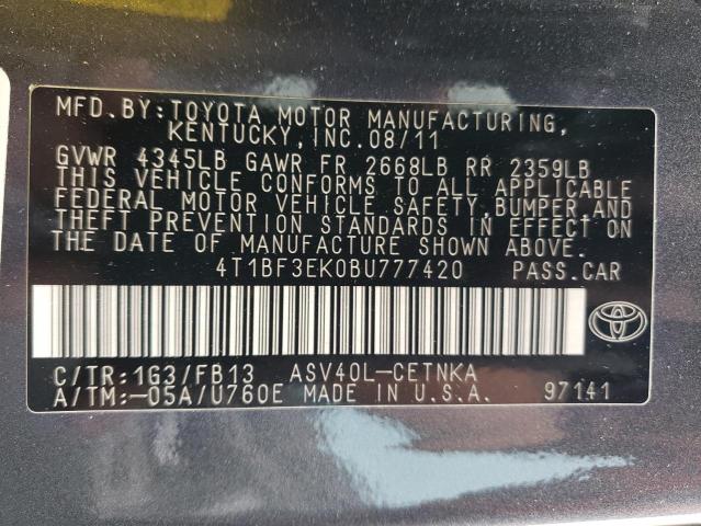 Photo 11 VIN: 4T1BF3EK0BU777420 - TOYOTA CAMRY BASE 