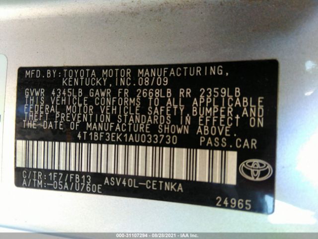 Photo 8 VIN: 4T1BF3EK1AU033730 - TOYOTA CAMRY 