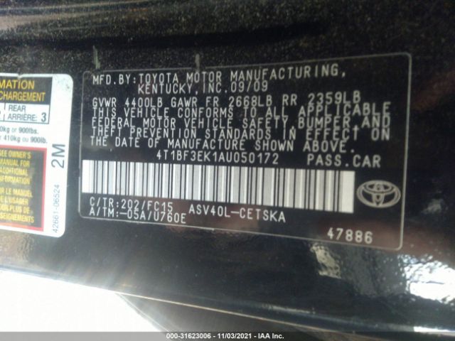 Photo 8 VIN: 4T1BF3EK1AU050172 - TOYOTA CAMRY 