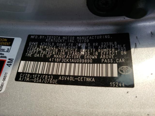 Photo 9 VIN: 4T1BF3EK1AU099890 - TOYOTA CAMRY BASE 