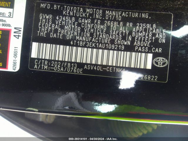 Photo 8 VIN: 4T1BF3EK1AU109219 - TOYOTA CAMRY 