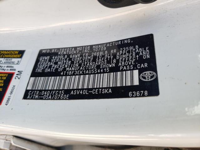 Photo 9 VIN: 4T1BF3EK1AU554415 - TOYOTA CAMRY BASE 