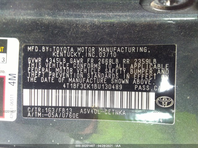 Photo 8 VIN: 4T1BF3EK1BU130489 - TOYOTA CAMRY 