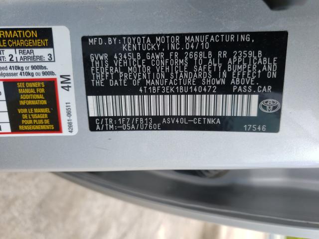 Photo 9 VIN: 4T1BF3EK1BU140472 - TOYOTA CAMRY BASE 