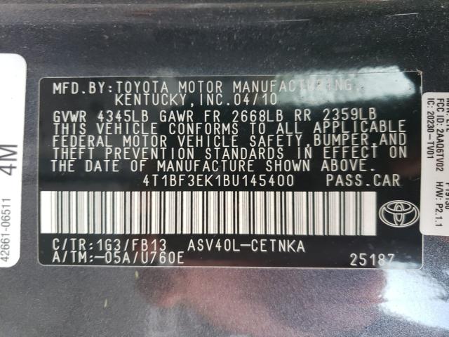 Photo 9 VIN: 4T1BF3EK1BU145400 - TOYOTA CAMRY BASE 