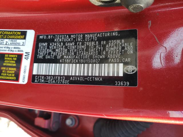 Photo 9 VIN: 4T1BF3EK1BU150807 - TOYOTA CAMRY BASE 