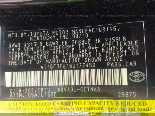 Photo 8 VIN: 4T1BF3EK1BU177456 - TOYOTA CAMRY 