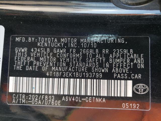 Photo 11 VIN: 4T1BF3EK1BU193799 - TOYOTA CAMRY BASE 