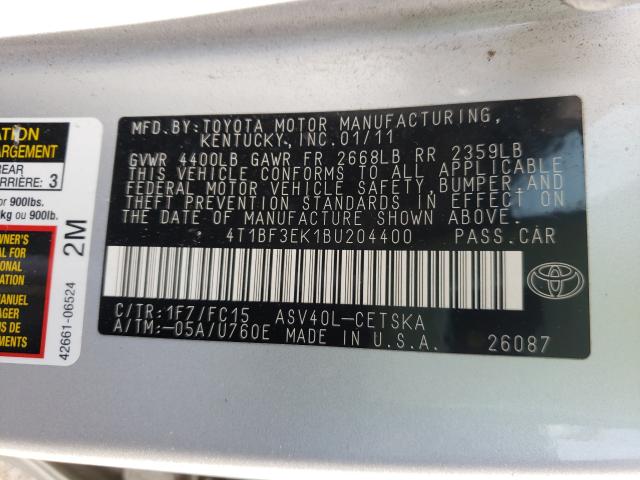 Photo 9 VIN: 4T1BF3EK1BU204400 - TOYOTA CAMRY BASE 