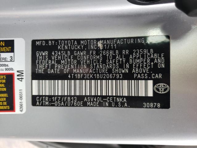 Photo 9 VIN: 4T1BF3EK1BU206793 - TOYOTA CAMRY BASE 