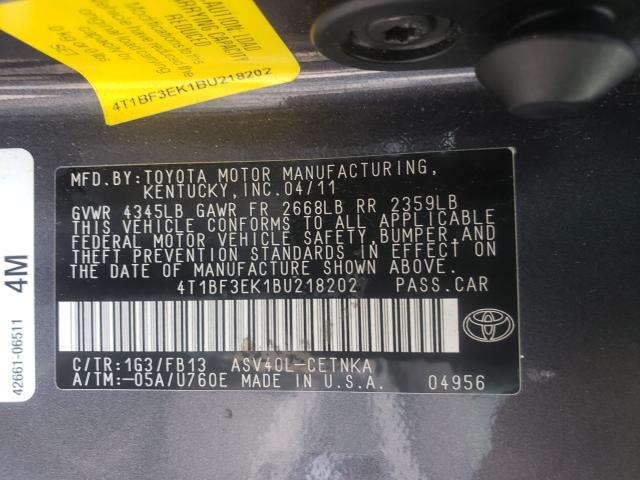 Photo 9 VIN: 4T1BF3EK1BU218202 - TOYOTA CAMRY BASE 