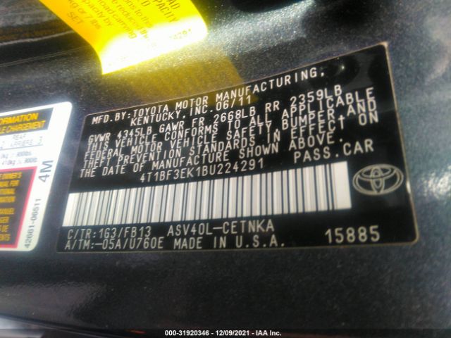 Photo 8 VIN: 4T1BF3EK1BU224291 - TOYOTA CAMRY 