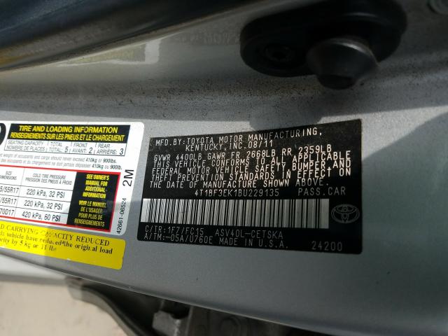 Photo 9 VIN: 4T1BF3EK1BU229135 - TOYOTA CAMRY BASE 