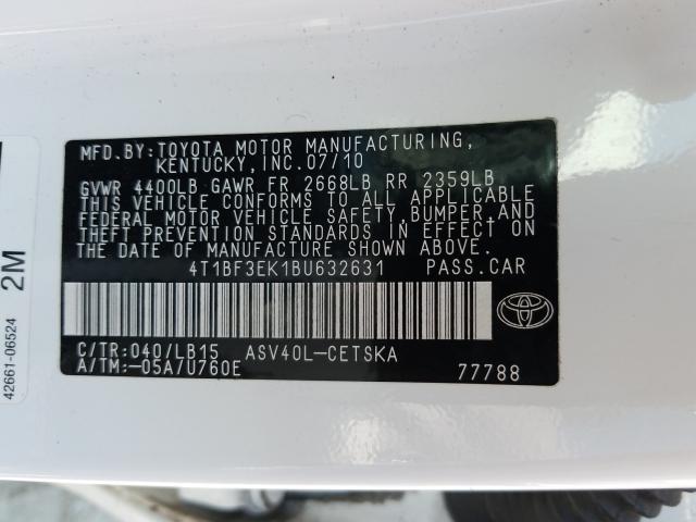 Photo 9 VIN: 4T1BF3EK1BU632631 - TOYOTA CAMRY BASE 