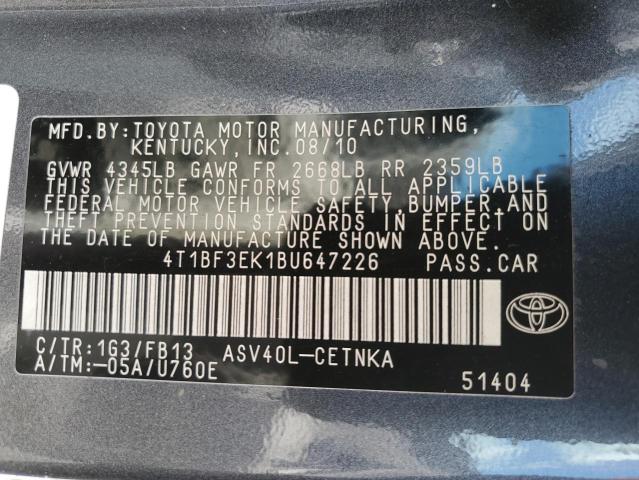 Photo 9 VIN: 4T1BF3EK1BU647226 - TOYOTA CAMRY BASE 