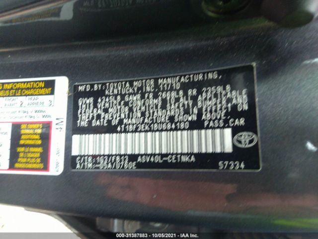 Photo 8 VIN: 4T1BF3EK1BU684180 - TOYOTA CAMRY 